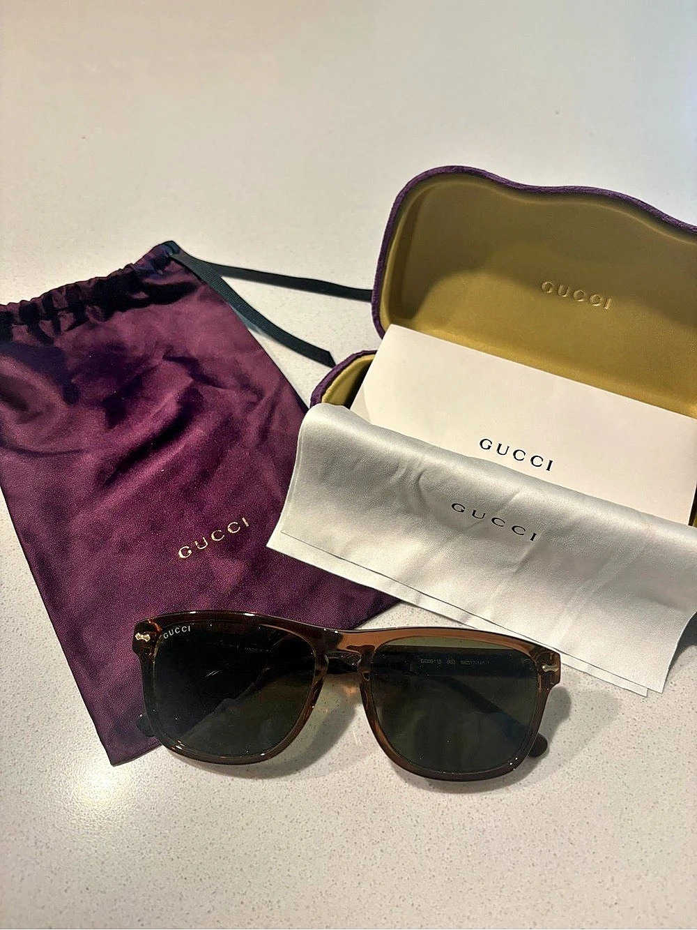 Gucci GG0911S 003 Sunglasses Brown Sunglasses Like New
